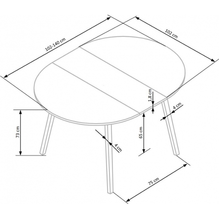 Ruben 102 white&amp;beech round scandinavian extending dining table Halmar