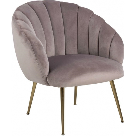 Daniella dusty rose velvet shell armchair with gold legs Actona