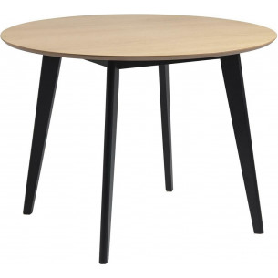 Roxby 105 oak&amp;black round veneered dinning table Actona