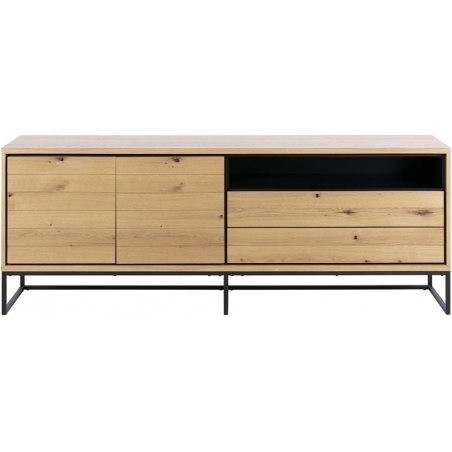 Dalarna 197 oak&amp;black industrial cabinet with drawers and shelves Actona