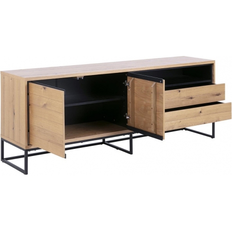 Dalarna 197 oak&amp;black industrial cabinet with drawers and shelves Actona