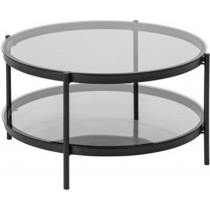 Bayonne 75 smoke glass&amp;black glass coffee table Actona