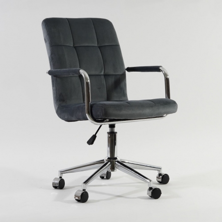 Q022 grey velvet quilted office chair Signal