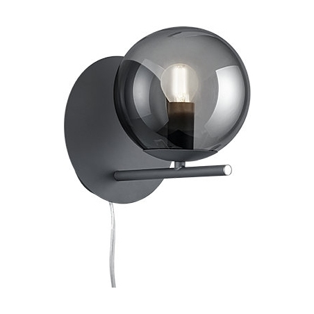 Pure smoke glass&amp;black glass wall lamp with switch Trio
