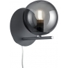 Pure smoke glass&amp;black glass wall lamp with switch Trio