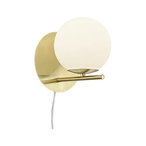Pure white brass wall lamp with switch Trio