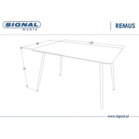 Stół prostokątny Remus 120x80 Dąb Signal