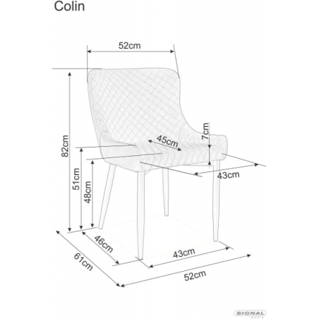 Designerskie Krzesło pikowane Colin Velvet Szary aksamit Signal do jadalni, salonu i kuchni.