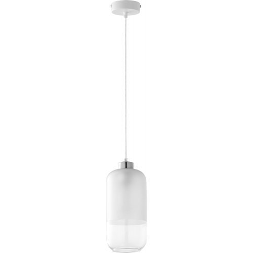 Stylowa Lampa wisząca szklana Marco Silver 14 biała TK Lighting do kuchni i sypialni.