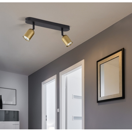 Kierunkowy Reflektor sufitowy Top II czarno-złoty TK Lighting do kuchni, przedpokoju i sypialni.