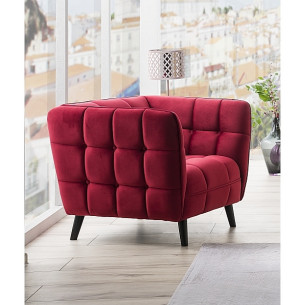 Castello dark red quilted velvet armchair Signal