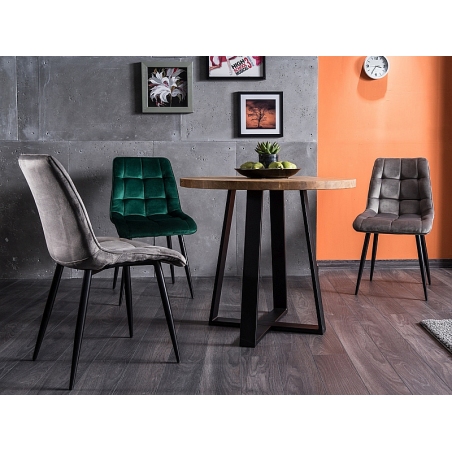 Modne Krzesło welurowe pikowane Chic Velvet Zielone Signal do jadalni, salonu i kuchni.