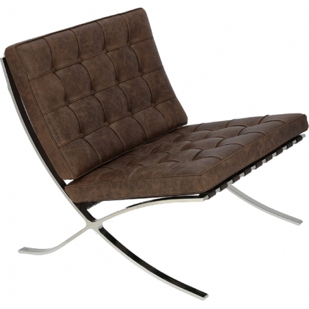 Designerski Fotel skórzany Barcelon Vintage Ciemny brąz D2.Design do salonu i sypialni.