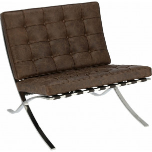 Designer Barcelon Vintage dark brown leather quilted armchair. An exclusive furniture.