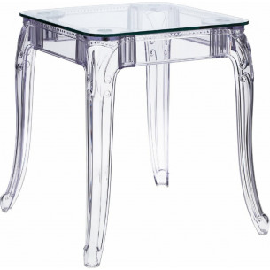 Ghost 62x62 transparent square designer dining table D2.Design