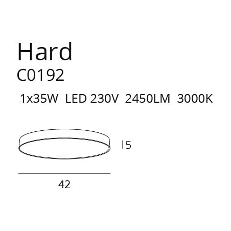 Hard 42 LED black round ceiling lamp MaxLight