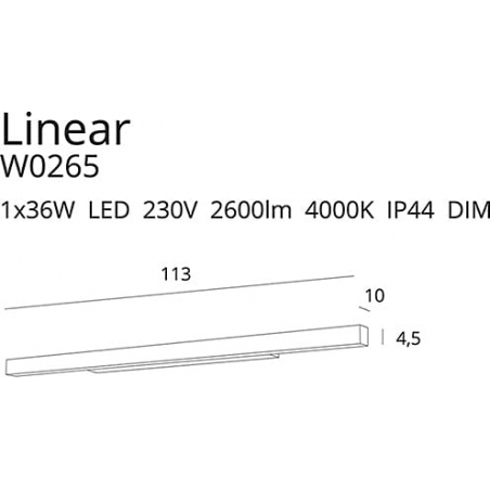 Kinkiet łazienkowy podłużny ściemnialny Linear 113 LED biały MaxLight nad lustro.