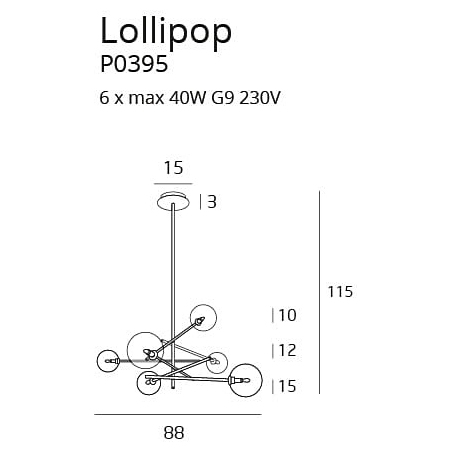 Lollipop transparent&amp;black glass balls pendant lamp MaxLight