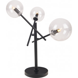 Stylowa nocna/Lampa stołowa szklane kule Lollipop przezroczysto-czarna MaxLight do sypialni.