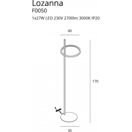 Lozanna LED gold glamour floor lamp MaxLight