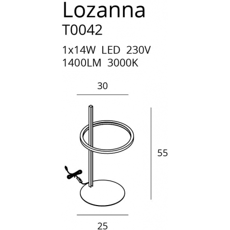 Stylowa nocna/Lampa stołowa glamour Lozanna LED złota MaxLight do sypialni.