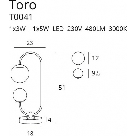 Toro LED white&amp;gold glamour table lamp MaxLight