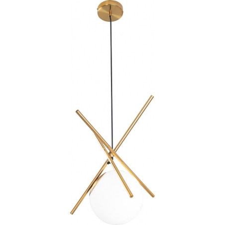 Elegancka Lampa szklana wisząca kula glamour Xena 45 biało-złota MaxLight do kuchni i salonu.