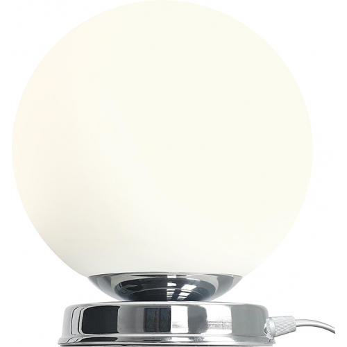 Elegancka Lampa stołowa szklana kula Ball Chrome 20 biało-chromowana Aldex do salonu i sypialni