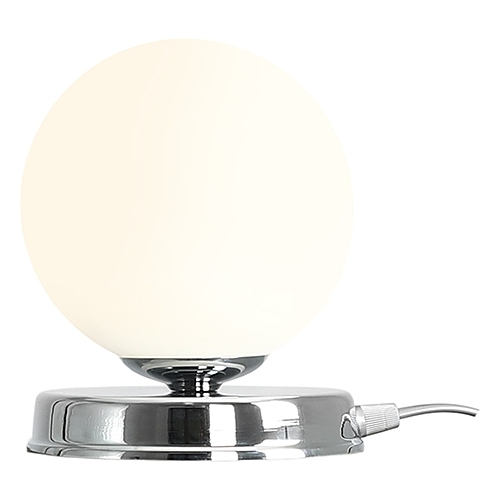 Elegancka Lampa stołowa szklana kula Ball Chrome 14 biało-chromowana Aldex do salonu i sypialni