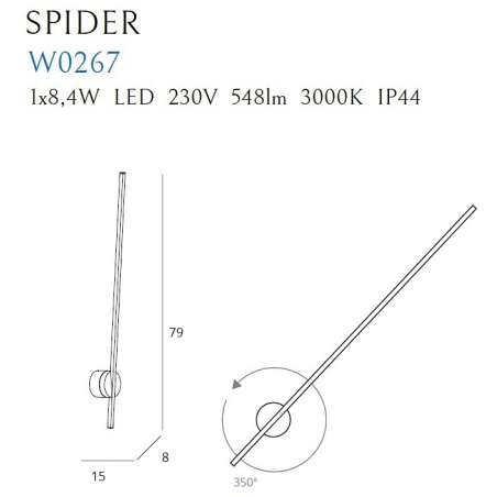Kinkiet minimalistyczny łazienkowy Spider LED czarny MaxLight nad lustro.