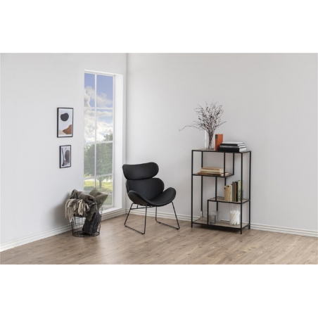 Designerski Fotel wypoczynkowy z wysokim oparciem Cazar Eco Leather Czarny Actona do salonu i sypialni.