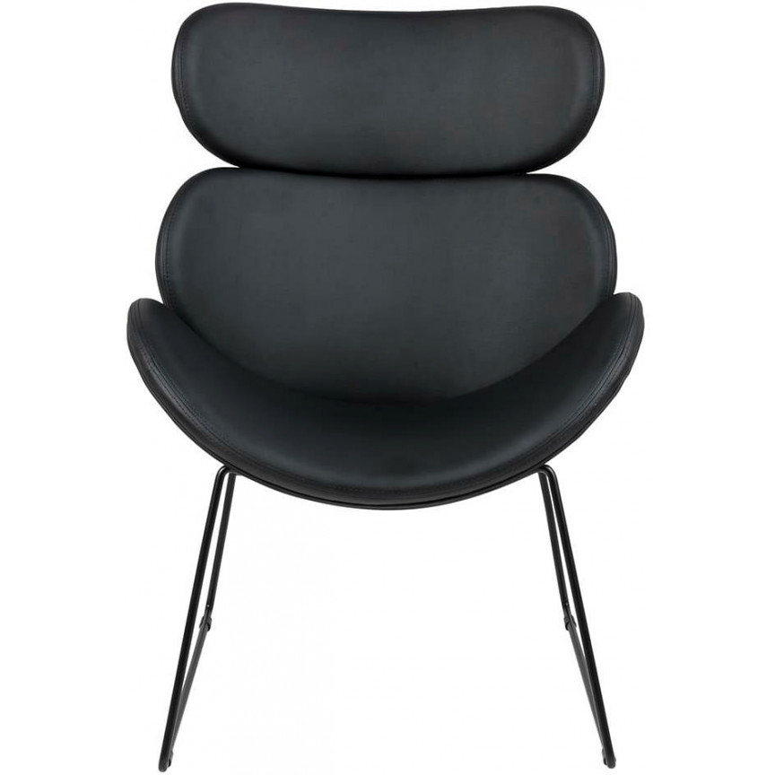 Designerski Fotel wypoczynkowy z wysokim oparciem Cazar Eco Leather Czarny Actona do salonu i sypialni.