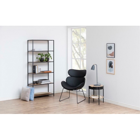 Designerski Fotel wypoczynkowy z wysokim oparciem Cazar Eco Leather Czarny Actona do salonu i sypialni.