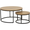 Spiro oak&amp;black set of industrial round coffe tables Actona