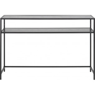 Seaford Slim 120 black industrial console table with shelf Actona