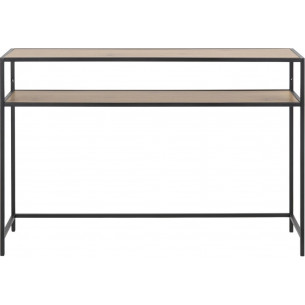 Seaford Slim 120 oak&amp;black industrial console table with shelf Actona