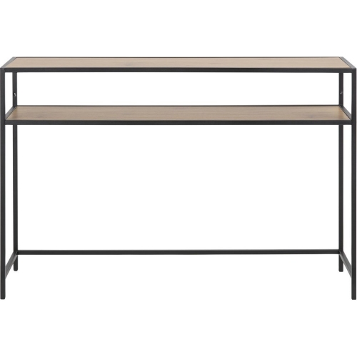 Seaford Slim 120 oak&amp;black industrial console table with shelf Actona