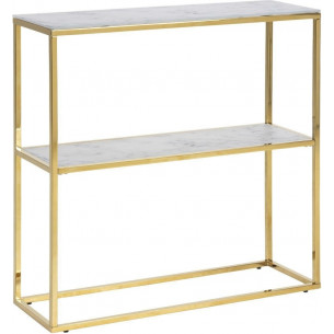 Alisma 79 white marble&amp;gold glamour glass console table Actona