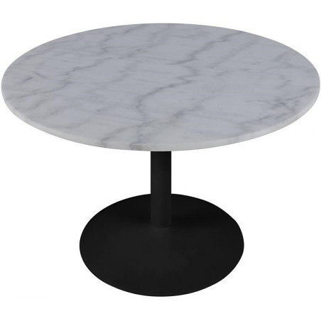 Stół marmurowy okrągły na jednej nodze Tarifa 110 biało-czarny Actona do salonu i kuchni