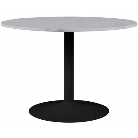 Stół marmurowy okrągły na jednej nodze Tarifa 110 biało-czarny Actona do salonu i kuchni
