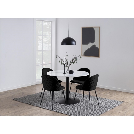Tarifa 110 white&amp;black marble one leg dining table Actona