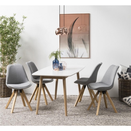 Stylowe Krzesło tapicerowane Dima Light Grey Szare Actona do jadalni, salonu i kuchni.