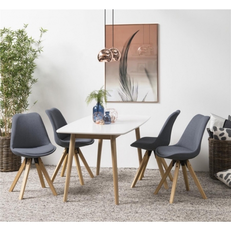 Stylowe Krzesło tapicerowane Dima Light Grey Ciemno Szare Actona do jadalni, salonu i kuchni.