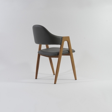 Designerskie Krzesło tapicerowane z podłokietnikami Elbo Popiel Halmar do jadalni, salonu i kuchni.