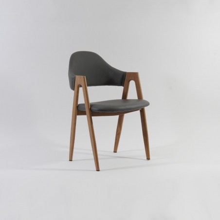 Designerskie Krzesło tapicerowane z podłokietnikami Elbo Popiel Halmar do jadalni, salonu i kuchni.