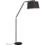 Stylowa Lampa podłogowa z ruchomym ramieniem i dużym abażurem Tracy Czarna Trio do czytania.