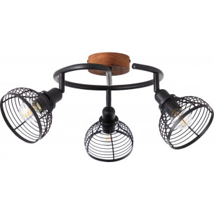 Avia III black&amp;wood wire ceiling spotlight Brilliant