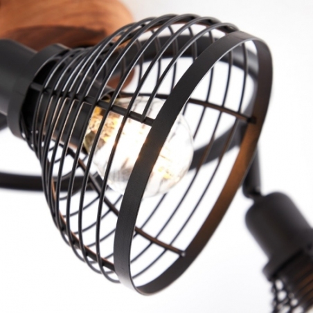 Avia III black&amp;wood wire ceiling spotlight Brilliant