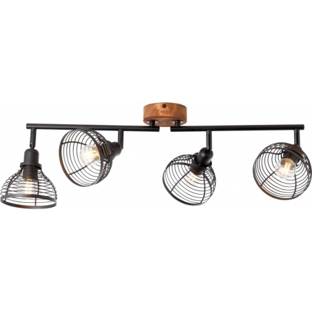 Avia IV black&amp;wood wire ceiling spotlight Brilliant