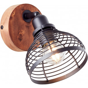 Avia black&amp;wood industrial wall lamp Brilliant